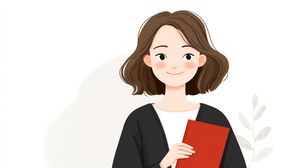 Fototapeta premium Young caucasian female holding book with happy expression