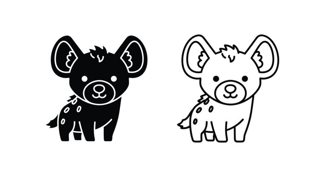 Cute Cartoon Hyena Friends: Adorable Animal Sketches Vector