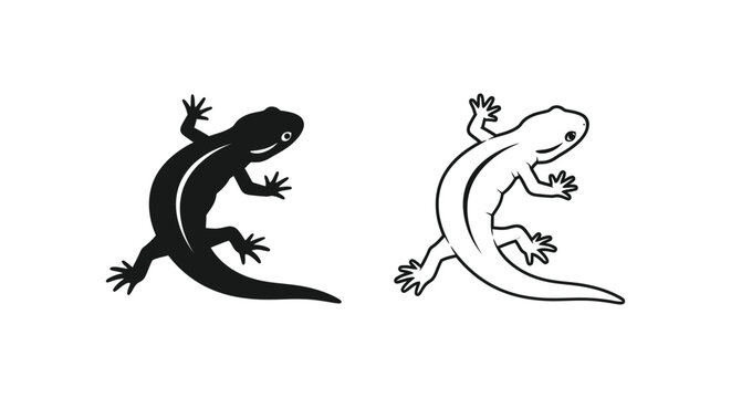 Gecko Lizards: Unique Black and White Sketch Design Vector