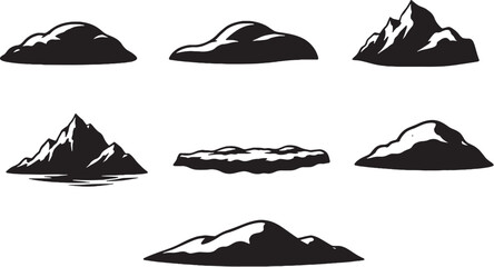 Snow and ice silhouette set iceberg snowdrift frozen ground winter vector icon bundle © Pham