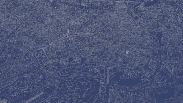 3D looped animation of city - Madrid Spain