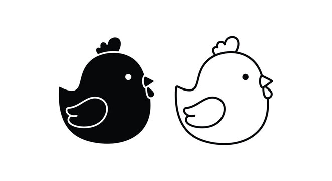 Adorable Cartoon Chick Duck Pair Design Vector