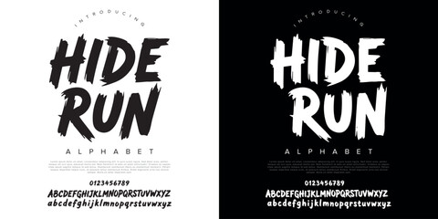 Hide Run Distorted Brush Alphabet Font Vector For Horror Movie Poster And Edgy Street Style Branding © Kiki