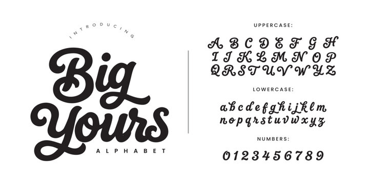 Big Yours Retro Bold Script Alphabet Vector For Vintage Signage Product Packaging And Nostalgic Graphic Design Projects