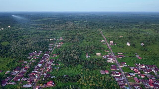 Aerial night view of Bagansiapiapi small town