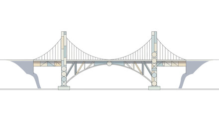 Fototapeta premium Modern Minimalist Geometric Bridge Architecture Illustration Vector Art