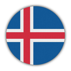 Obraz premium Iceland Flag Icon Circle National Symbol Blue Red White Button Illustration Transparent Background