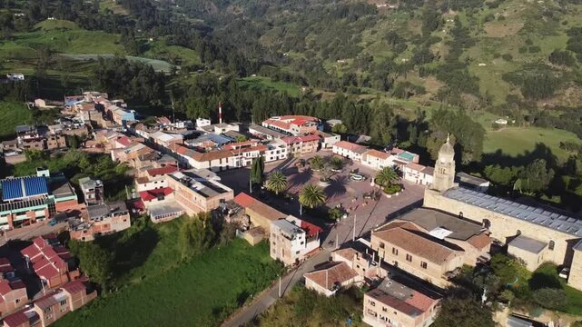 Sativasur, Boyaca - Colombia. February 28, 2026. Panoramic drone view of the municipality located 123 kilometers west of Tunja.
