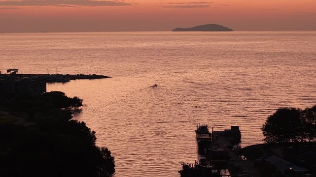 Aerial Seaside Tambak Pontian Coastal Sunrise Harbor View
