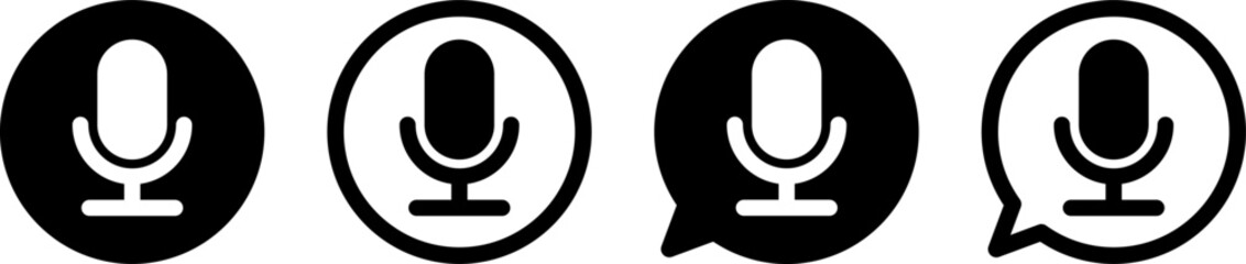 マイクのアイコン 音声入力・録音・会話を表すシンプルUIデザイン Microphone Icon Voice Input Recording UI Design  © ochikosan