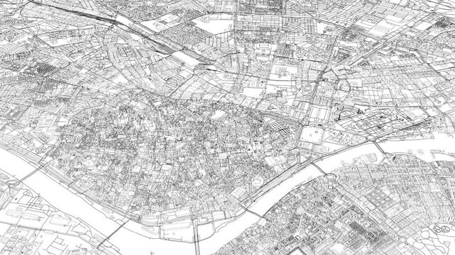 3D looped animation of city - Seville Spain