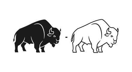 Fototapeta premium Bison vs Buffalo: Key Differences Explained Vector