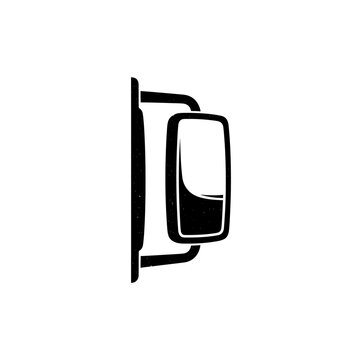 Clean vector illustration of a sturdy vehicle side mirror, an essential automotive accessory for driver safety, clear rearward visibility, and navigating various road conditions