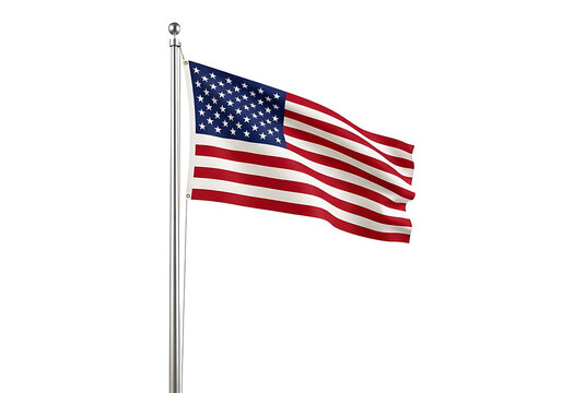 Patriotic American Flag Waving in the Wind with Classic Style and Free Spirit Mood isolated on White Background