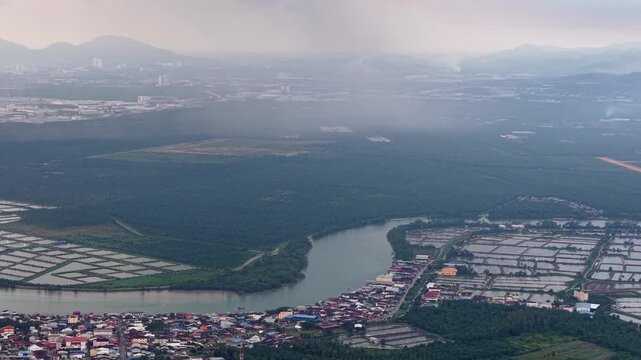 Drone aerial view of Sungai Udang beside Kerian River