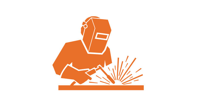 Welding worker in protective gear.