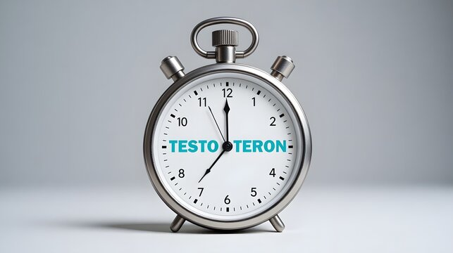 Symbolic alarm clock for monitoring testosterone levels, aging, and men's wellness journey related to male hormone health