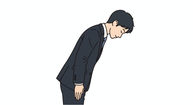 Businessman bowing in polite japanese greeting
