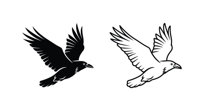 Black and White Flying Birds Silhouette Design Vector