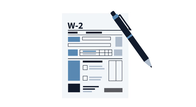 W2 tax form and pen.