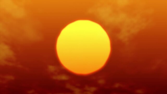 オレンジの空に陽炎でゆらめく太陽、4K画質のループ素材
