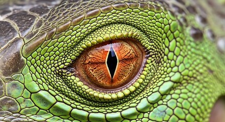 Naklejka premium Intense Gaze - A Close-Up of an Iguanas Eye.
