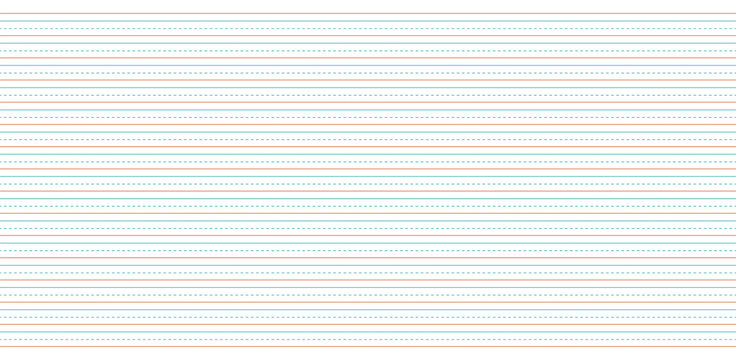 Cursive Practice Paper Background featuring handwriting dashed lines, primary school writing sheet, educational notebook layout, isolated stationery template.