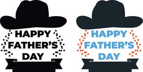 Two father's day greetings with hats and hearts cowboy hat © abdur