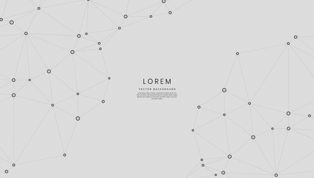 Abstract geometric network background with connected lines and dots on a light gray field