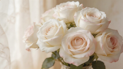 Obraz premium White roses in a vase