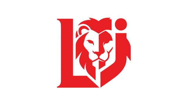 Majestic Lion Head Logo Design, Symbol of Strength and Royalty, Red on White Background