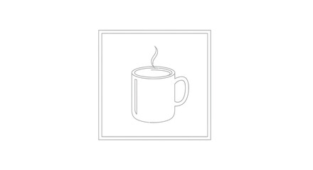 Obraz premium Minimalist line art of a steaming coffee mug, simple and clean design