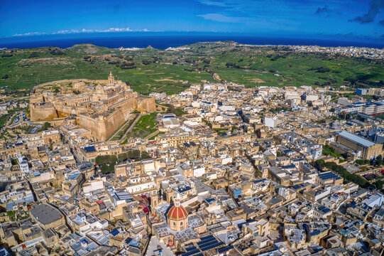 Aerial View of Victoria Rabat, Malta