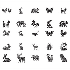 Fototapeta premium Floral Woodland Animals SVG