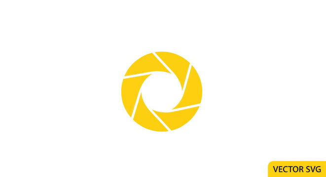 Yellow Aperture Symbol Logo Icon, Camera Lens Abstract Shape