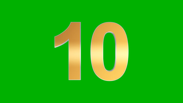 Number Ten on Green Screen