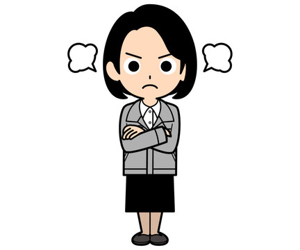 怒っているワンカールボブの事務員の女性