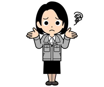 困り顔のワンカールボブの事務員の女性