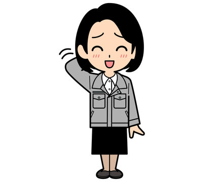 照れているワンカールボブの事務員の女性
