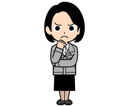 悩んでいるワンカールボブの事務員の女性