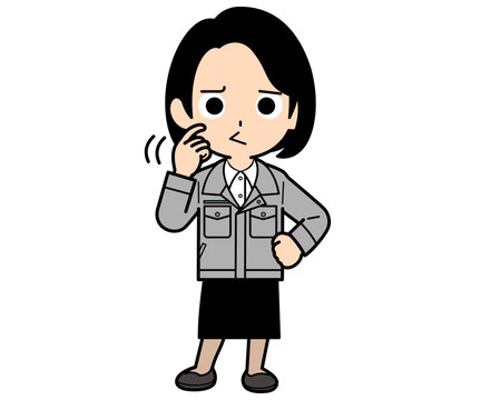 不満顔のワンカールボブの事務員の女性