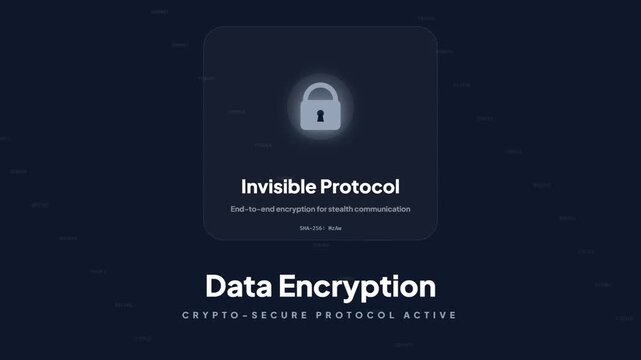 Cybersecurity Data Encryption Interface with Digital Padlock Icon and Floating Hexadecimal Code on True Black Background for Network Security Concept 4K
