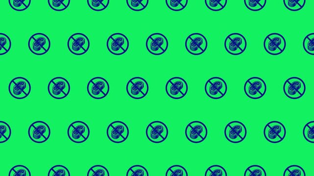 Steak pictogram loop animation on green screen with ban symbol. Represents steak import restrictions, food policy, or anti-meat campaigns.