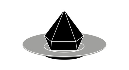 Fototapeta premium Minimalist Black Diamond Gemstone Icon on Circular Plate