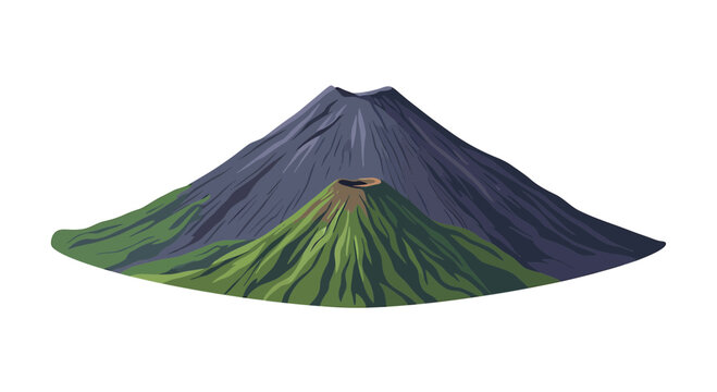 Mount Bromo and Semeru Volcano Vector Illustration Isolated