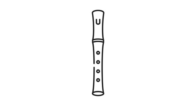 Simple Line Art Icon of a Recorder Flute, Musical Instrument Illustration