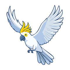 Fototapeta premium Cockatoo in flight with detailed white feathers and yellow crest for high quality nature art and exotic wildlife illustrations and educational animal posters