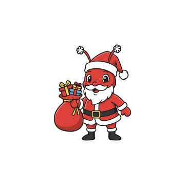 festive red ant santa christmas character