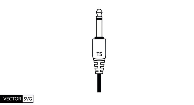TS Audio Jack Connector Icon, Vector Illustration