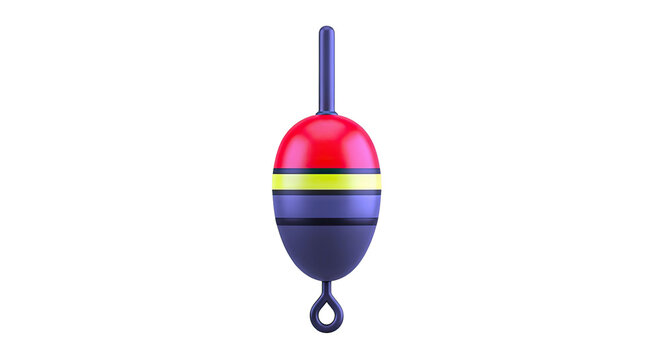 Red and yellow fishing bobber on white background
